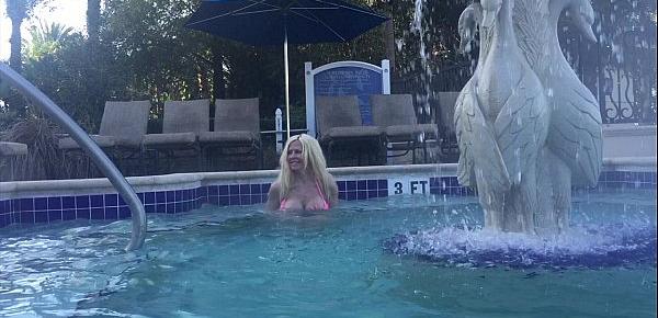 Glamour Babe Kelley Cabbana exposed in HotTub Public Resort